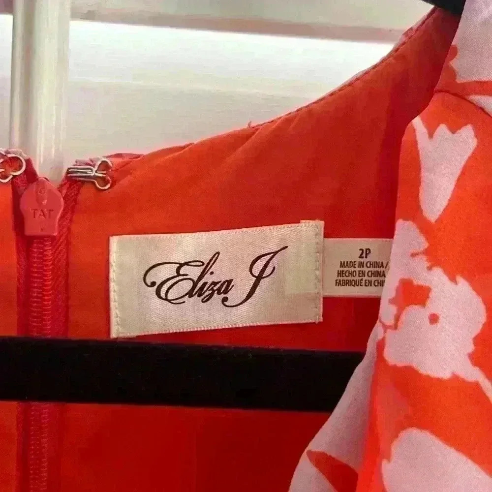 New with tags Eliza J Handkerchief Hem Midi Orange & Lilac dress - Picture 8 of 8